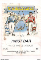 étiquette Vin Des Joutes - Cuvée Twist Bar - Vin De Pays De L'Hérault - Ets Yuste - - Languedoc-Roussillon