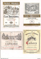 4 étiquettes Décollées  - Cahors: Clos Triguedina 1981,1982,château Cayrou 1985,domaine Paganie 1988 - - Cahors