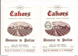 2 étiquettes Décollées  - Cahors: Domaine De Paillas 1985 Et 1986 - Floressas - - Cahors