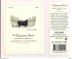 Etiquette Décollée  Le Grand Noir - Black Sheep 2018 - Cabernet Sauvignon - Vieilli En Fût De Chêne Pendant 6 Mois - - Languedoc-Roussillon