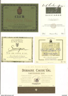 5 étiquettes Vin De Pays D'Oc Sauvignon; Club 2001,Chevalier Georges,Fontcerise, 2001,Claude Val 2001 - - Languedoc-Roussillon