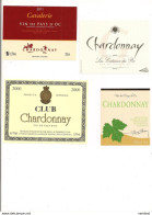 4 étiquettes Vin De Pays D'Oc Chardonnay:Cavalerie 2011,Côteaux Du Pic, Club,Pierre Chanau - - Languedoc-Roussillon
