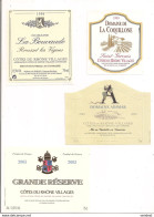 Etiquettes  Côtes Du Rhône Villages:Domaine Coquillone St Gervais 1999,la Bouvaude 1998,Adimar 2001, Grande Réserve 2003 - Côtes Du Rhône