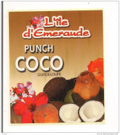 Etiquette PUNCH Coco - L'ile D'Emeraude -  GUADELOUPE - - Rhum