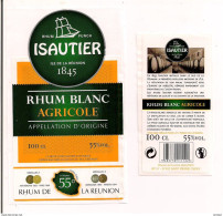 Etiquette  Décollée RHUM Blanc  Agricole  55% - Distillerie Isautier à St Pierre - Ile De La REUNION - - Rum