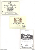 Etiquettes GAILLAC Château D'Escabes 2001, Lendrevié 2009 Et Fête Romaine 2004 - - Gaillac