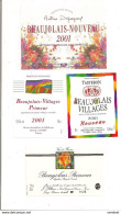 4 étiquettes Beaujolais Nouveau Et  Primeur 2001 - - Beaujolais