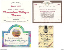 4 étiquettes Beaujolais Nouveau 1998 Et 1999 - - Beaujolais