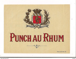 Etiquette  Punch Au Rhum -  Imprimeur Max Sidaine, Bordeaux - Blason, Couronne Et Lauriers - - Rum