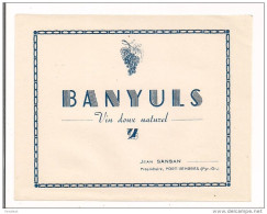 Etiquette  BANYULS Vin Doux Naturel - Jean Sansan, Port Vendres - - Rouges