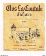 Etiquette Décollée Clos De La Coutade - 1982 - V.Bernède &Fils à Vire - - Cahors