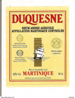 Etiquette  RHUM Ambré  Agricole DUQUESNE - Appellation  MARTINIQUE Contrôlée - 40° 50cl - Rhum