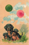 Chiens * CPA Illustrateur Gaufrée Embossed * Teckel Dachshund * Chien Dog Dogs * Ballon - Perros
