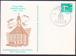 George Bär Schmiedeberg, Kirche Baumeister Der Frauenkirche Dresden DDR GA PP 17 /27, SSt. 16.3.88 - Postales - Usados