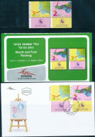 ISRAEL 2021 MOUTH & FOOT PAINTING STAMPS FDC + STAMPS + POSTAL SERVICE BULITEEN - Ungebraucht