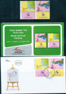 ISRAEL 2021 MOUTH & FOOT PAINTING STAMPS FDC + STAMPS + POSTAL SERVICE BULITEEN - Ongebruikt