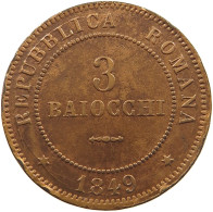 ITALY ROMAN REPUBLIC 3 BAIOCCHI 1849 REPUBLIC, 1848-1849: #MA 024471 - Other & Unclassified