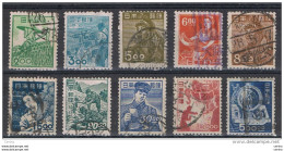 JAPAN:  1948/49  ORDINARY  SERIES  -  LOT  10  USED  STAMPS  -  YV/TELL. 392//402 - Gebruikt