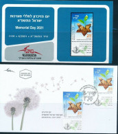 ISRAEL 2021 MEMORIAL DAY STAMP MNH + FDC + POSTAL SERVICE BULITEEN - Ungebraucht