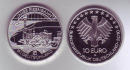 Silbermünze 10 Euro Spiegelglanz 2010 175 Jahre Eisenbahn - Autres – Europe