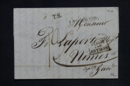 FRANCE / ITALIE - Cachet D'entrée Par Antibes Sur Lettre D'Italie Pour Nîmes En 1824 - L 148643 - Entry Postmarks