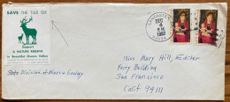 ANIMAL USA 1967 COVER USED VIGNETTE LABEL, SAVE THE TULE ELK, COVER FROM DIVISION OF MINE LANCASTER CITY CANCEL ON CHRIS - Lettres & Documents