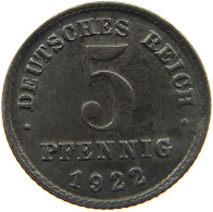 KAISERREICH 5 PFENNIG 1922 G  #MA 103195 - 5 Pfennig