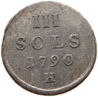 LUXEMBOURG 3 SOLS 1790 H LEOPOLD II. #MA 008645 - Luxembourg