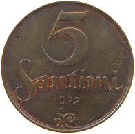 LATVIA 5 SANTIMI 1922  #MA 004677 - Letonia