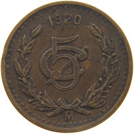 MEXICO 5 CENTAVOS 1920  #MA 024429 - Mexique