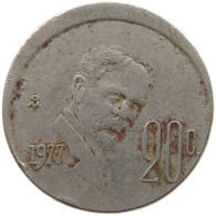 MEXICO 20 CENTAVOS 1977 MINTING ERROR OFF-CENTER #MA 023493 - Mexique