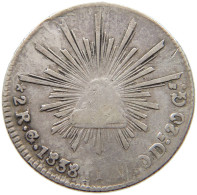 MEXICO 2 REALES 1838 GO  #MA 003264 - Mexique