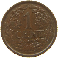 NETHERLANDS CENT 1937 WILHELMINA 1890-1948 #MA 067262 - 1 Centavos