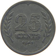 NETHERLANDS 25 CENTS 1941 WILHELMINA 1890-1948 #MA 067956 - 25 Cent