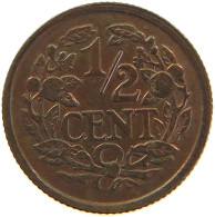 NETHERLANDS 1/2 CENT 1934 WILHELMINA 1890-1948 #MA 100657 - 0.5 Centavos