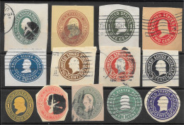Etats-Unis D'Amérique Entiers Postaux Lot De 13 Découpes / Post Cut Square 1870-9x O - Autres & Non Classés