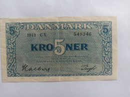 Billet Danemark 5 Kroner 1949 - Denemarken