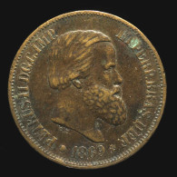 Brésil / Brazil, Pedro II, 20 Reis, 1869, Bronze, TTB+ (EF), KM#474 - Brésil