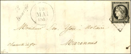 Grille / N° 3 Cursive 72 / Bouray Dateur A 10 MAI 1849 Sur Lettre Avec Texte Daté De Saint Vrain Pour Marennes. Au Verso - 1849-1850 Ceres