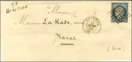 Grille / N° 4 Càd T 15 BAYONNE (64) Cursive 64 / Briscous OR Rouge Sur Lettre Avec Texte Daté D'Urt Le 28 Août 1851 Pour - 1849-1850 Cérès