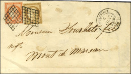Grille / N° 1 + N° 5 Càd T 14 ROQUEFORT (39) Sur Lettre 2 Ports Pour Mont De Marsan. 1850. - TB / SUP. - R. - 1849-1850 Ceres