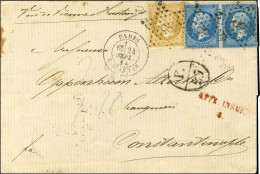 Etoile 8 / N° 21 + N° 22 (paire, 1ex Infime Def) Càd PARIS / R. D'ANTIN 24 SEPT. 64 Sur Lettre Insuffisamment Affranchie - 1862 Napoléon III.