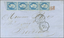 Ancre / N° 22 Bande De 4 Càd Octo BUENOS-AYRES / * Sur Lettre Pour Bordeaux. 1866. - SUP. - R. - 1862 Napoléon III