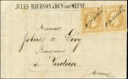 Mention Manuscrite '' Annulé '' / N° 28 Paire Sur Lettre Avec Texte Daté De Dun Sur Meuse Adressée à Verdun. 1871. Excep - 1863-1870 Napoléon III Con Laureles