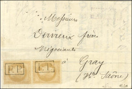 P.P. Encadré / N° 28 Paire Sur Lettre Avec Texte Daté De Châlons Le 7 Décembre 1870 Pour Gray. Au Verso, Càd De Passage  - 1863-1870 Napoléon III Con Laureles