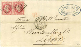 GC 5104 / N° 32 Paire Càd SHANG-HAI / Bau FRANÇAIS Sur Lettre 2 Ports Pour Lyon. 1870. - SUP. - R. - 1863-1870 Napoleon III With Laurels