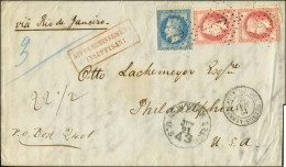 Lettre Avec Texte Daté De Buenos Aires Le 11 Mai 1869 Adressée à New York Par La Voie Française Jusqu'à Rio De Janeiro,  - 1863-1870 Napoléon III Lauré