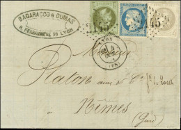 GC 2145 / N° 25 + N° 37 + N° 41 Càd T 17 LYON (68) Sur Lettre Pour Nimes. 1871. - SUP. - R. - 1870 Uitgave Van Bordeaux