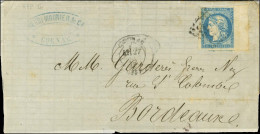 GC 1065 / N° 44 Grand Bdf Càd T 17 COGNAC (15) Sur Lettre Pour Bordeaux. 1871. - TB. - R. - 1870 Emisión De Bordeaux