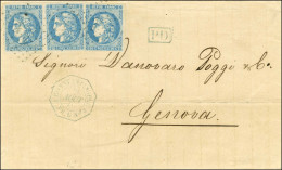 Ancre Bleue / N° 46 (3, Belles Marges) Càd Octo Bleu CONSTANTINOPLE / P.FR. U N° 3 23 AOUT 71 Sur Lettre Avec Texte Daté - 1870 Emission De Bordeaux